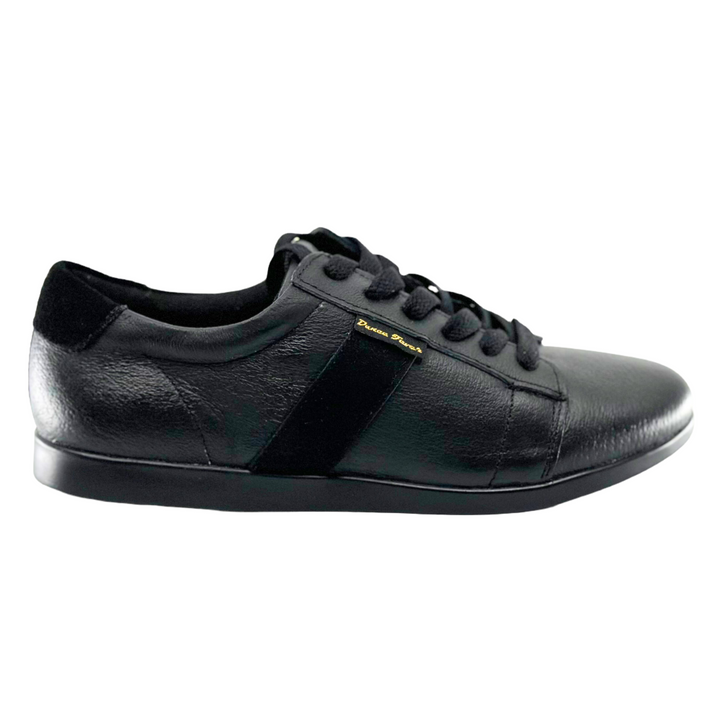 Women premium black leather dance sneaker with raised dual pivot spots