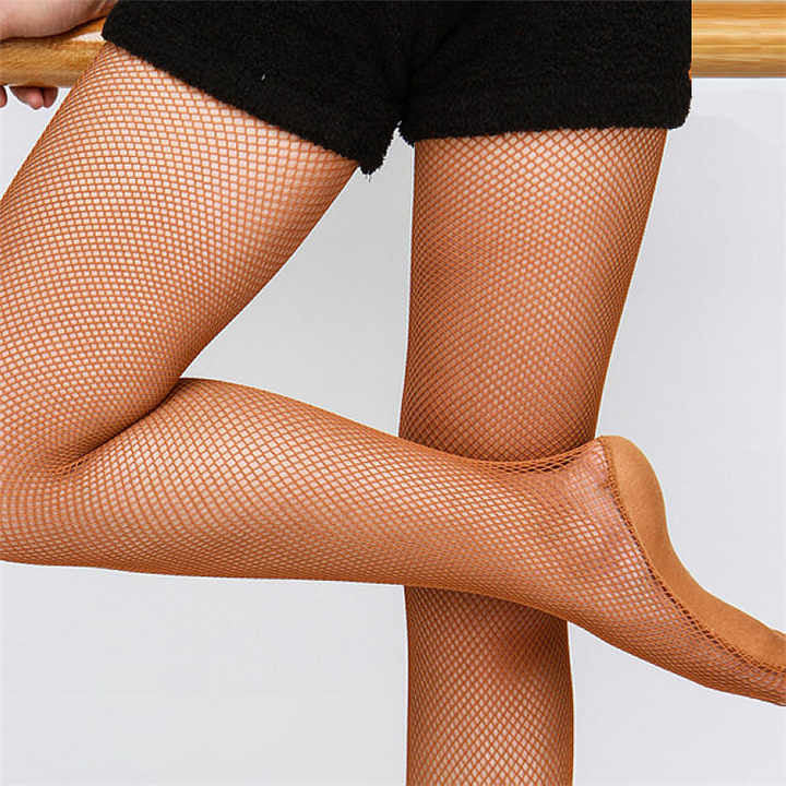 Professional Footed High Quality Fishnet Stocking In Toffee