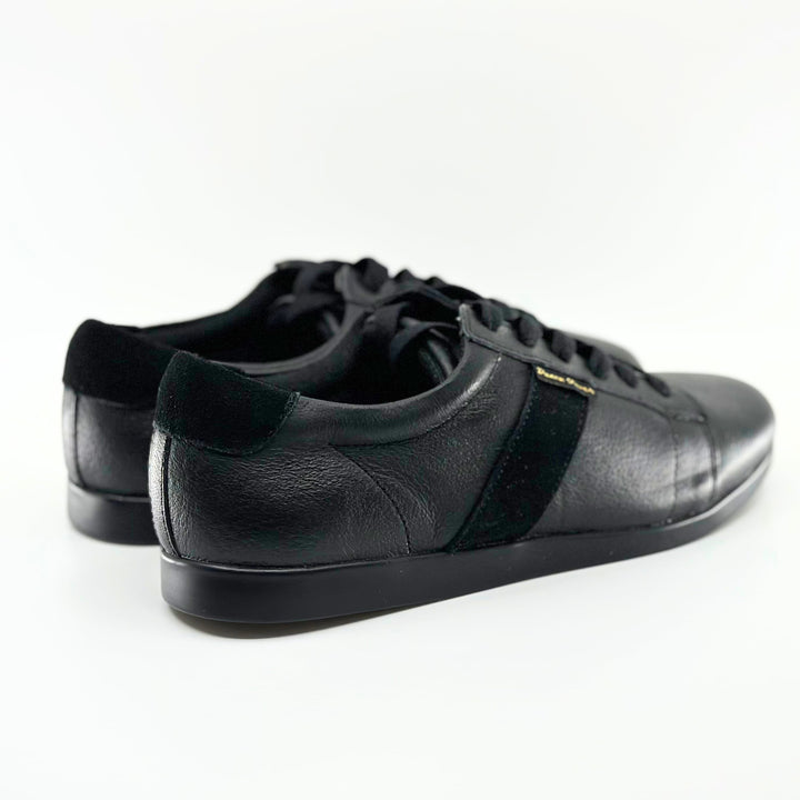 Women premium black leather dance sneaker with raised dual pivot spots